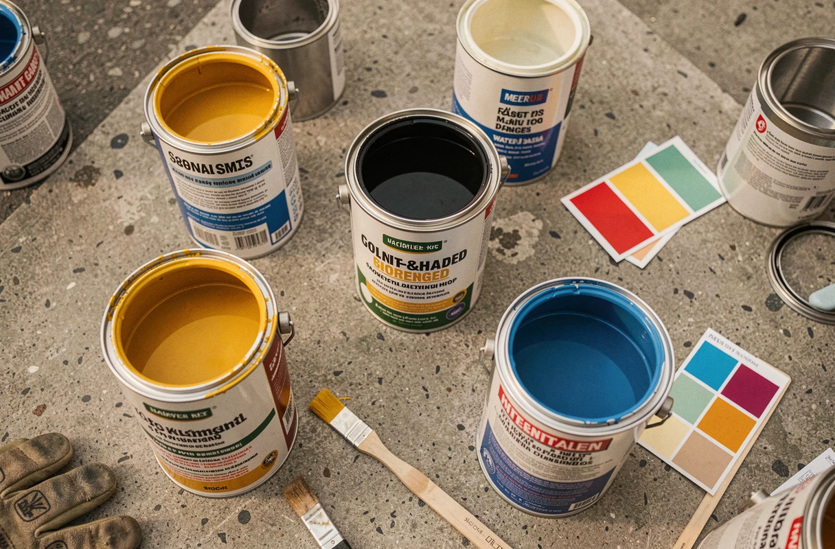 Pots de peinture de marquage au sol pour parking avec accessoires d'application sur béton